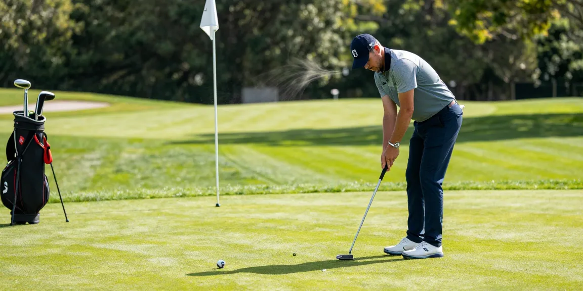 Ulasan putter terbaru dari https://puttperfection.com/putter-reviews dengan pemain golf berlatih di lapangan hijau.